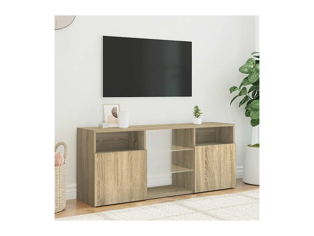 Armario TV | Mueble TV | Mueble de salón con luces LED roble Sonoma 120x30x50 cm