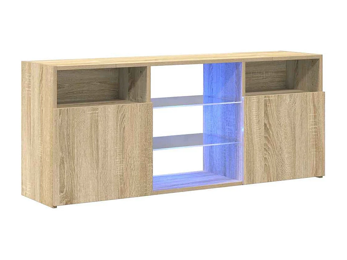 Armario TV | Mueble TV | Mueble de salón con luces LED roble Sonoma 120x30x50 cm