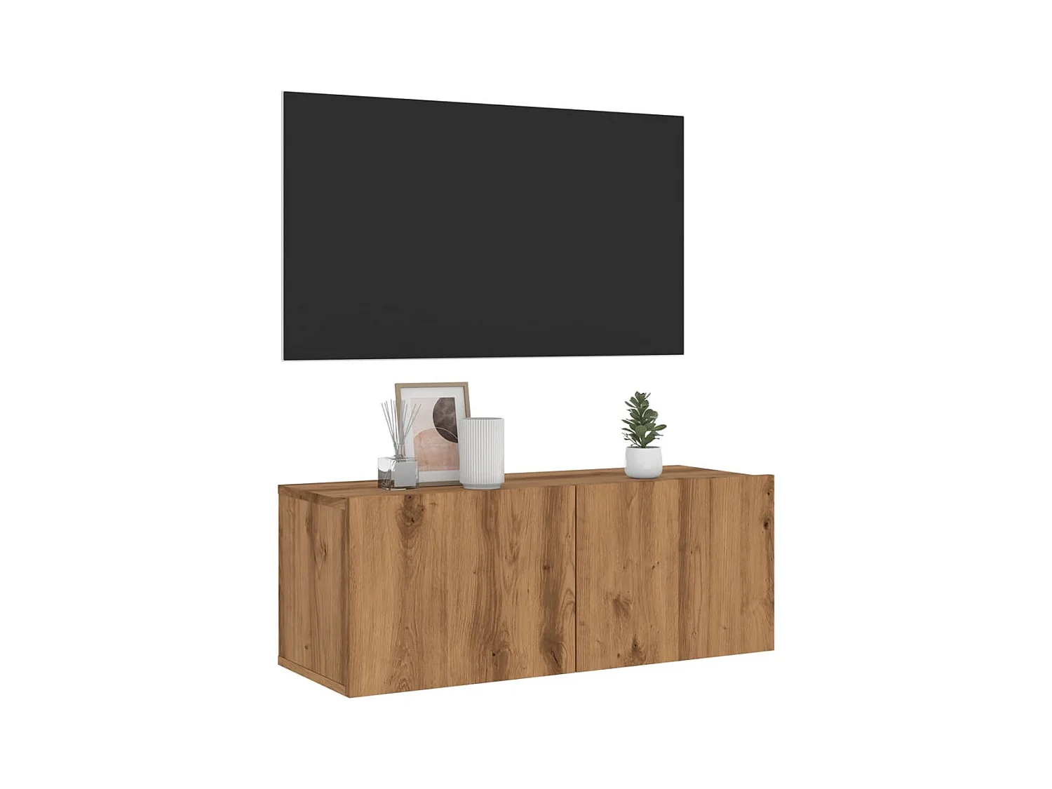 Mobile TV | Armadietto TV a Parete Rovere Artigianale 80x30x30 cm in Truciolato