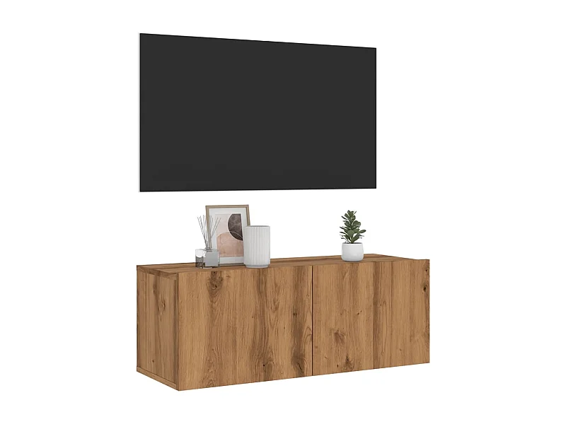 Meuble TV | Banc TV | Armoire TV mural chêne artisanal 80x30x30 cm bois d'ingénierie