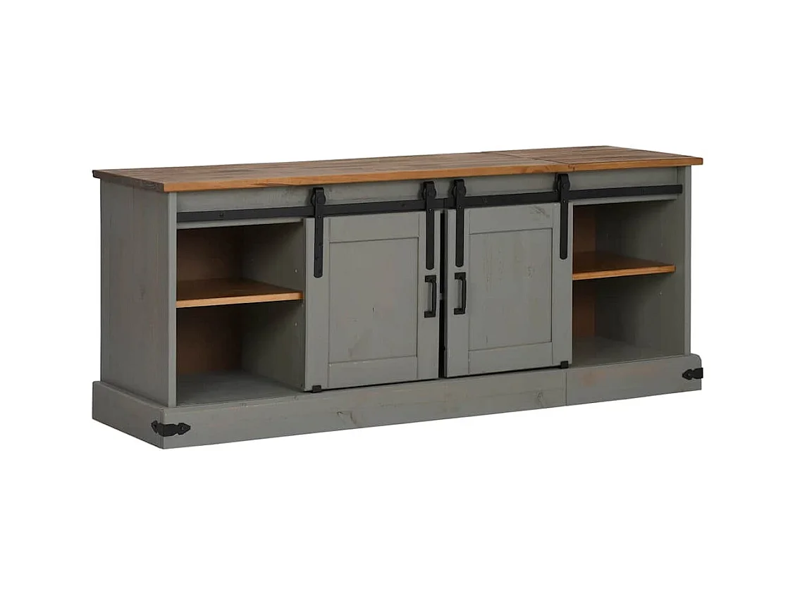 Mueble de TV | Mueble de salón HALDEN 2 puerta correderas gris 150x40x60 cm