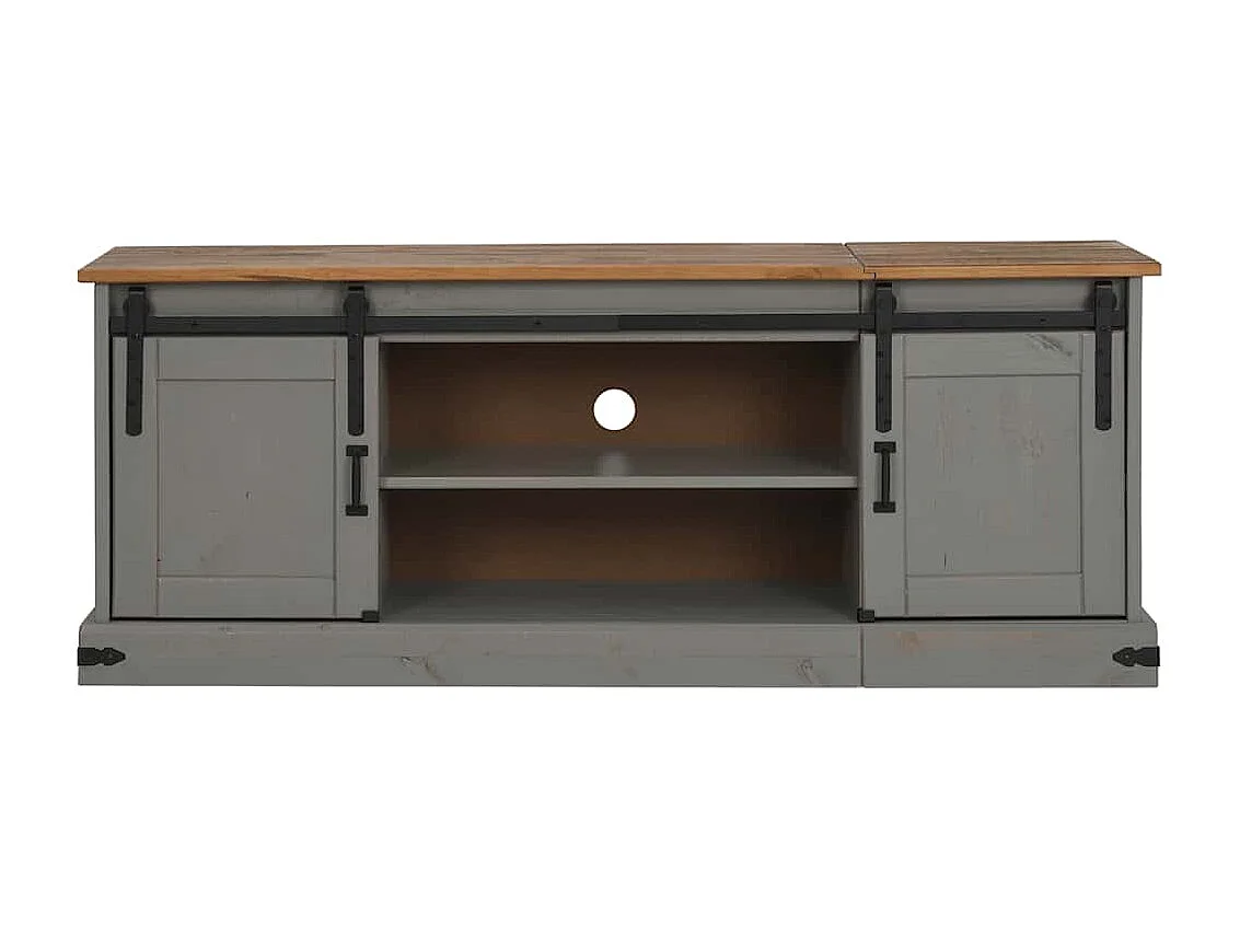 Tv-meubel | Tv-Bank | TV-kastHALDEN 2 schuifdeuren 150x40x60 cm massief hout grijs