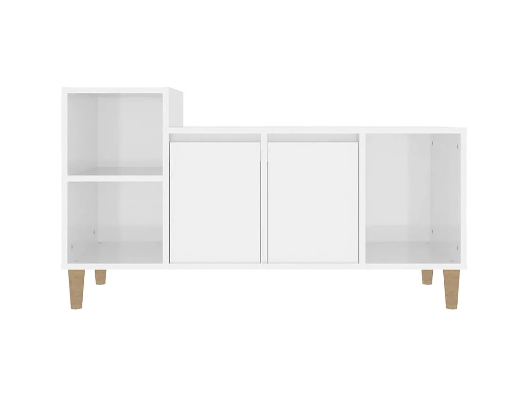 Mueble de TV | Mueble de salón madera contrachapada blanco brillo 100x35x55 cm