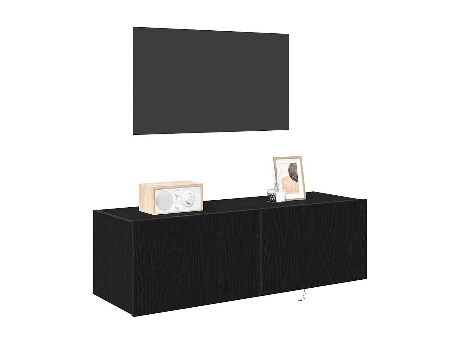 Tv-wandmeubel | TV-kast | Tv-Bank met LED-verlichting 100x35x31 cm zwart eikenkleur