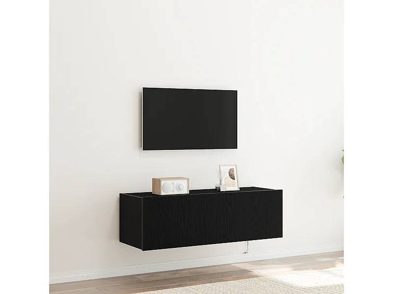Mueble de TV | Mueble de salón Montado en la Pared Roble negro 100 x 35 x 31 cm