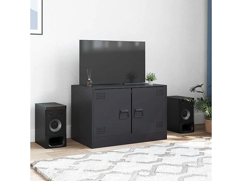 Mueble para TV  | Gabinete de TV |  Mueble de salón de acero negro 67x39x44 cm