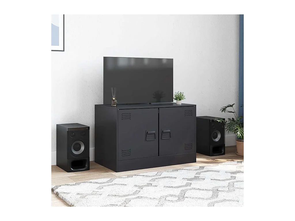 Mueble para TV  | Gabinete de TV |  Mueble de salón de acero negro 67x39x44 cm