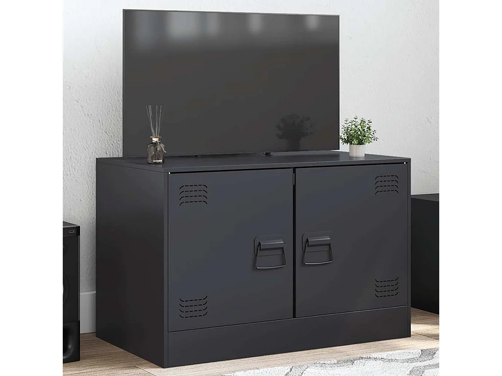Mueble para TV  | Gabinete de TV |  Mueble de salón de acero negro 67x39x44 cm