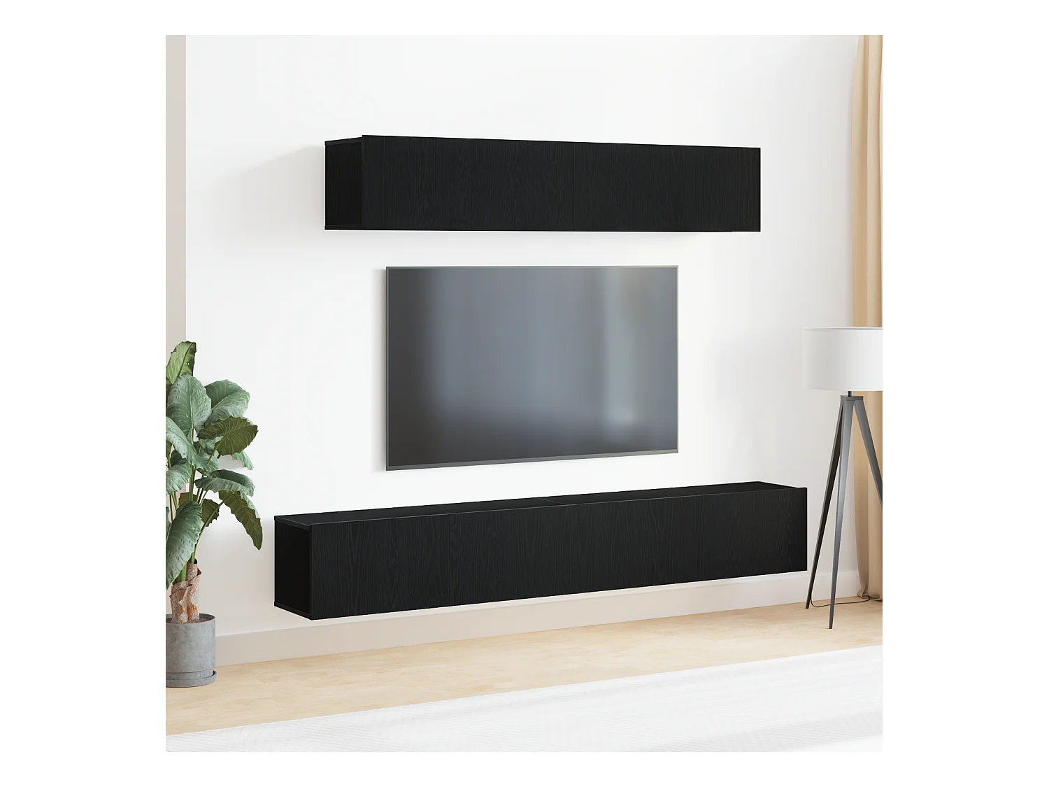 Conjunto de Mueble de TV | Mueble de salón 4 pcs Roble negro 100 x 30 x 30 cm