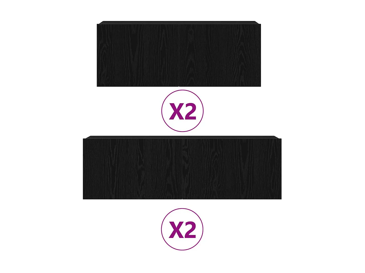 Ensemble de meuble TV | Banc TV | Armoire TV 4 pièces en bois d'ingénierie noir