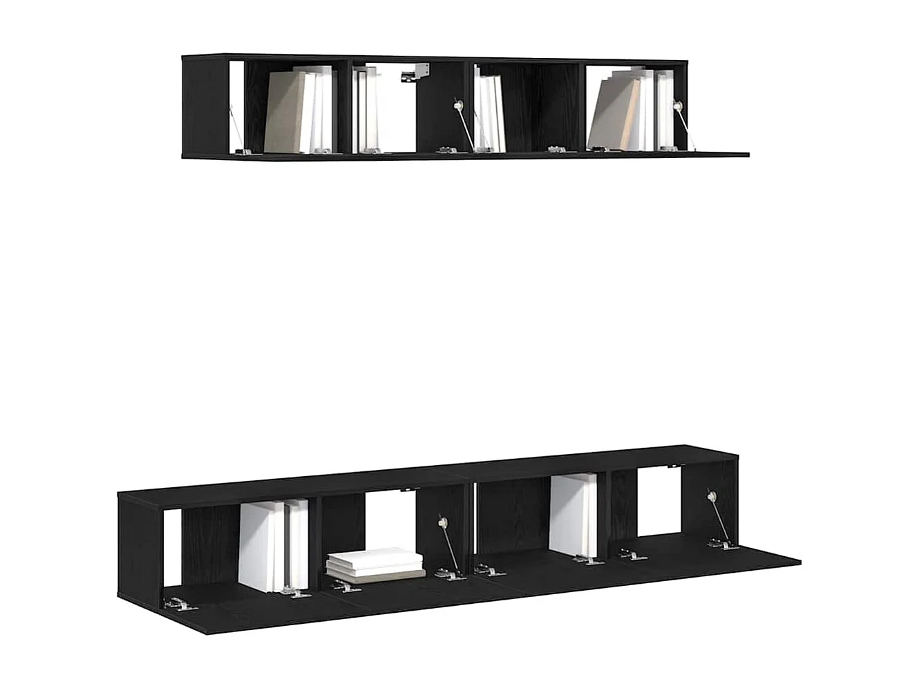 Ensemble de meuble TV | Banc TV | Armoire TV 4 pièces en bois d'ingénierie noir