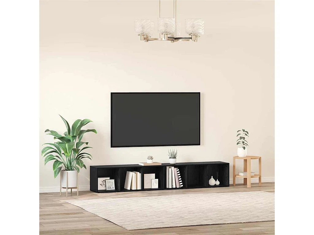 Ensemble meuble TV | Banc TV | Armoire TV 2 pcs Chêne noir 37 x 35 x 107 cm