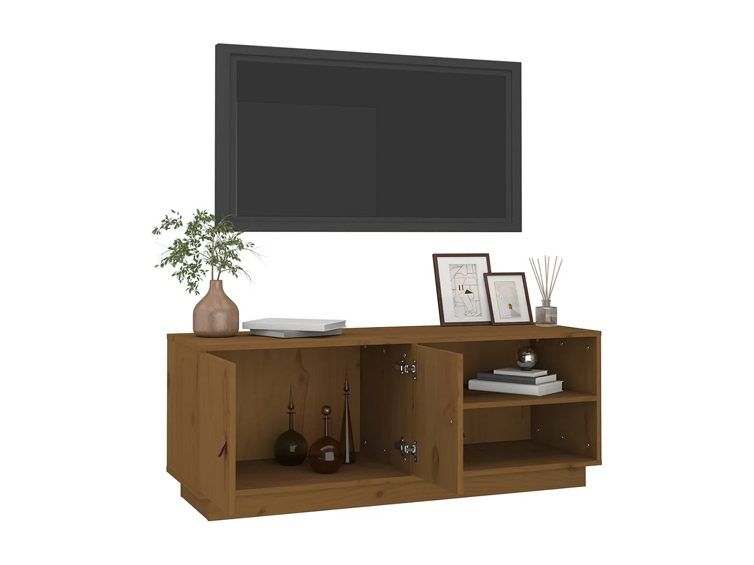 Meuble TV | Banc TV | Armoire TV Marron miel 105x34x40 cm Bois de pin massif