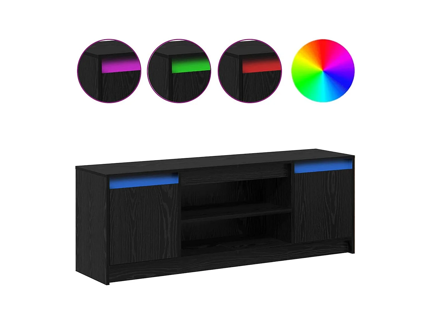 Gabinete de TV | Mueble de TV | Mueble de salón Negro 139.5 x 34 x 50 cm Madera contrachapada