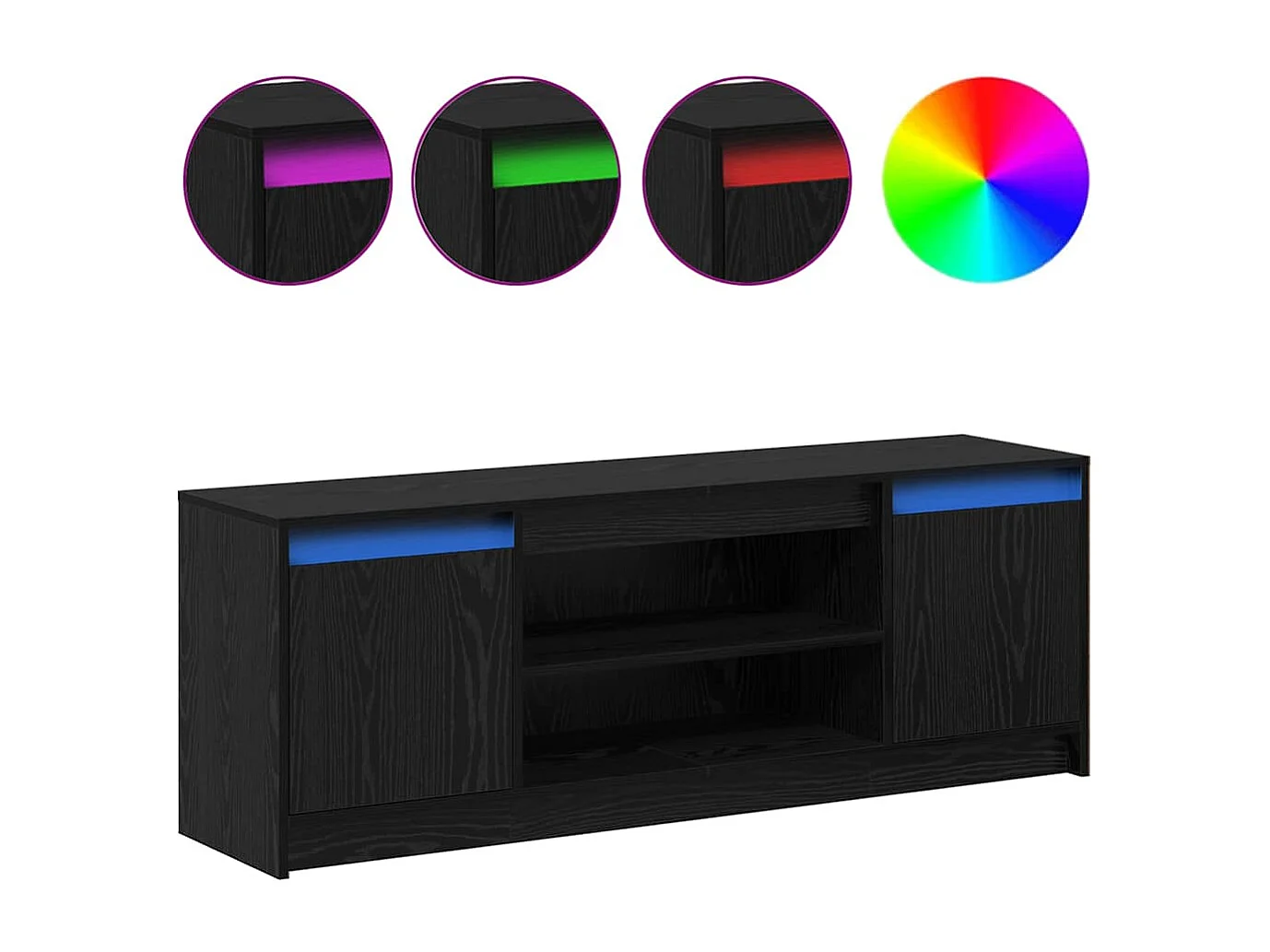 Gabinete de TV | Mueble de TV | Mueble de salón Negro 139.5 x 34 x 50 cm Madera contrachapada