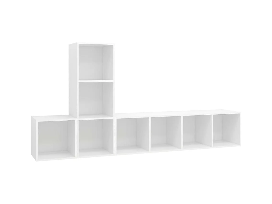 3-delige Tv-meubelset | Tv-Bank | TV-kast spaanplaat wit