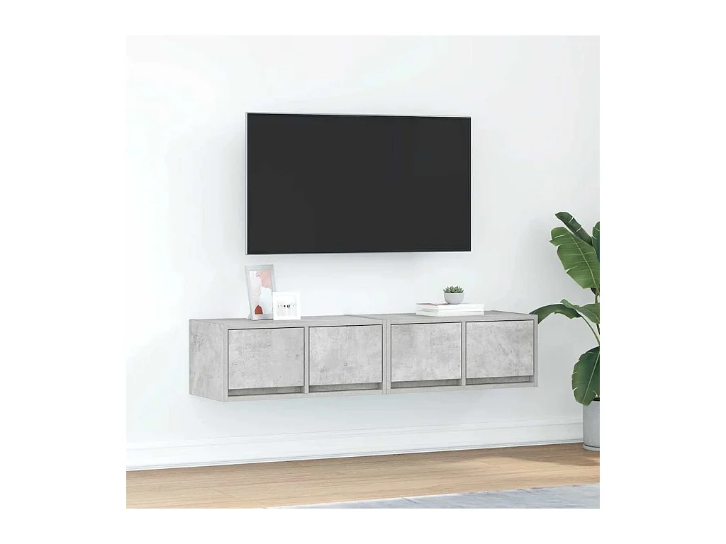 Tv-meubels | Tv-Banken | TV-kasten 2 st 60x31x25,5 cm bewerkt hout betongrijs