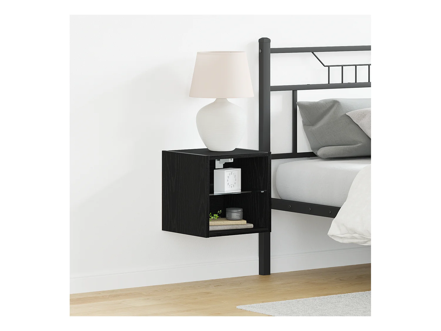 LED TV Meubel | Tv-Bank | TV-kast Zwart Eiken 30x28,5x30 cm Gelaagd Hout