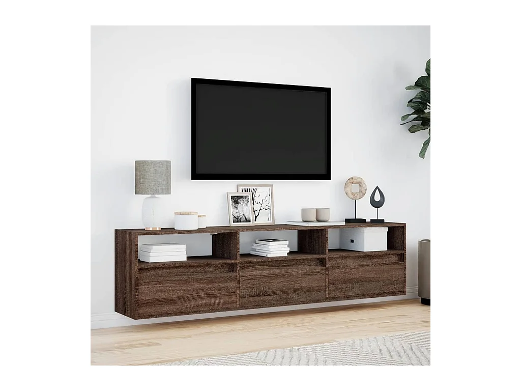 Tv-wandmeubel | TV-kast | Tv-Bank met LED-verlichting 180x31x45 cm bruin eikenkleur
