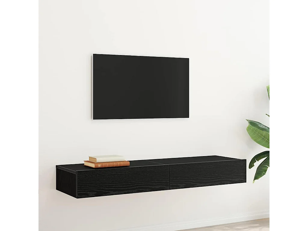 Muebles de TV | Gabinetes de TV |  Muebles de salón con luces LED (2 unidades), roble negro, 60 x 35 x 15,5 cm