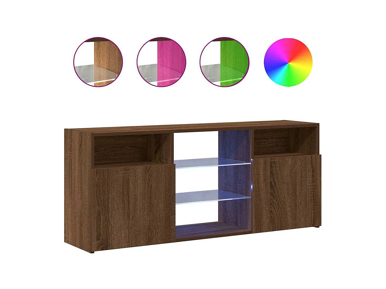 Mueble de TV | Mueble de salón con luces LED marrón roble 120x30x50 cm