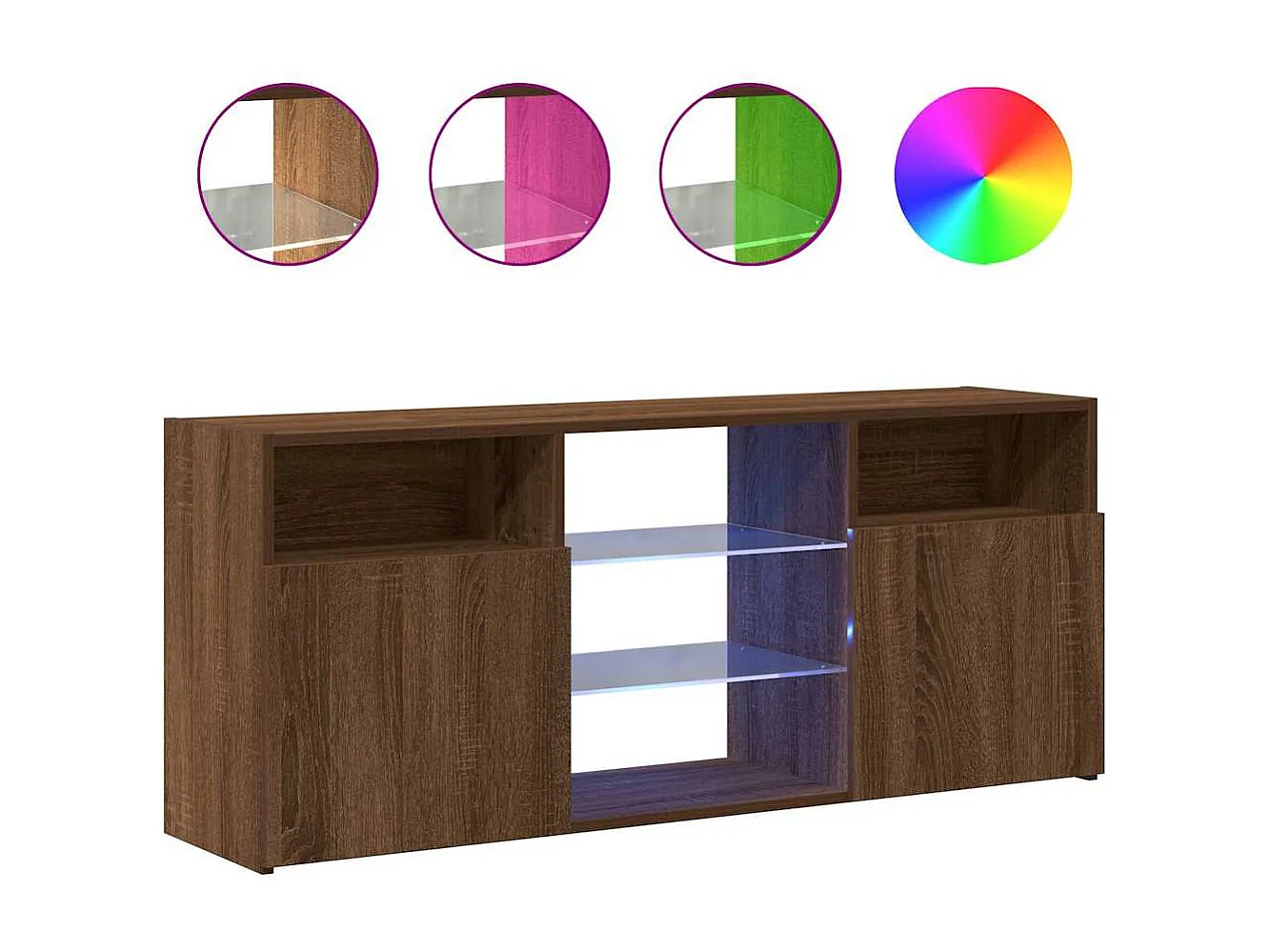 Mueble de TV | Mueble de salón con luces LED marrón roble 120x30x50 cm