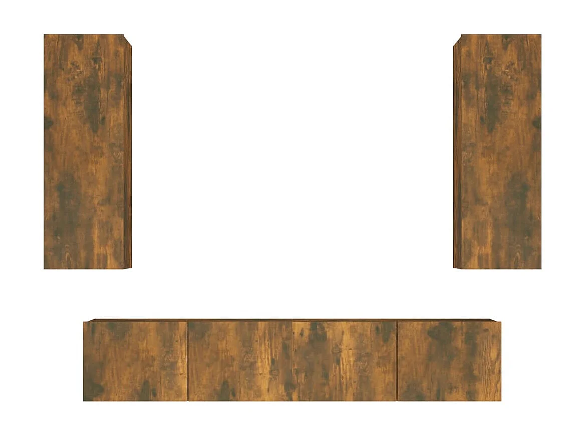 Set de muebles de TV | Gabinetes de TV |  Muebles de salón 4 pzas madera contrachapada roble ahumado