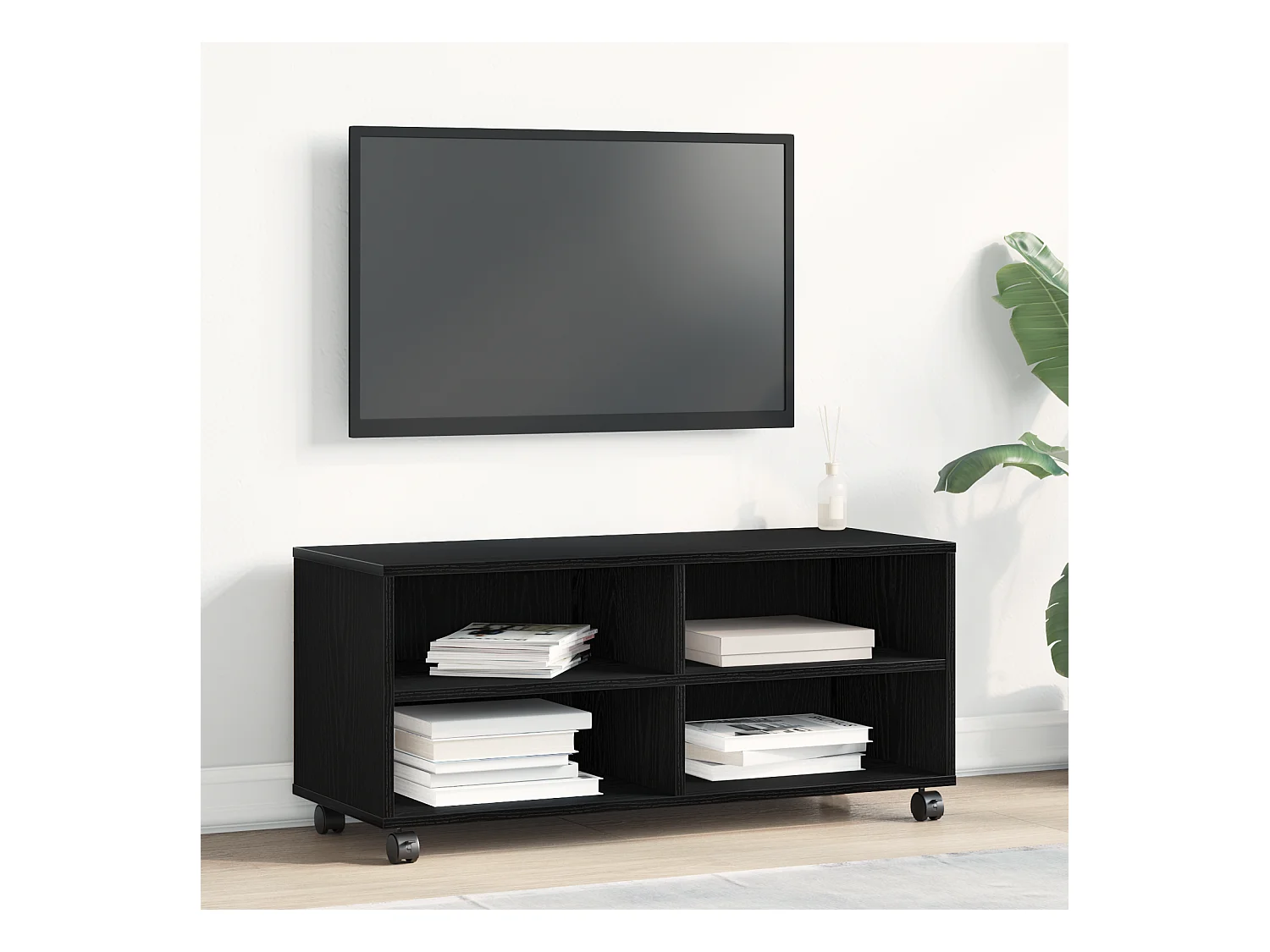 Gabinete de TV | Mueble de TV | Mueble de salón Negro 90 x 35 x 35 cm Madera contrachapada