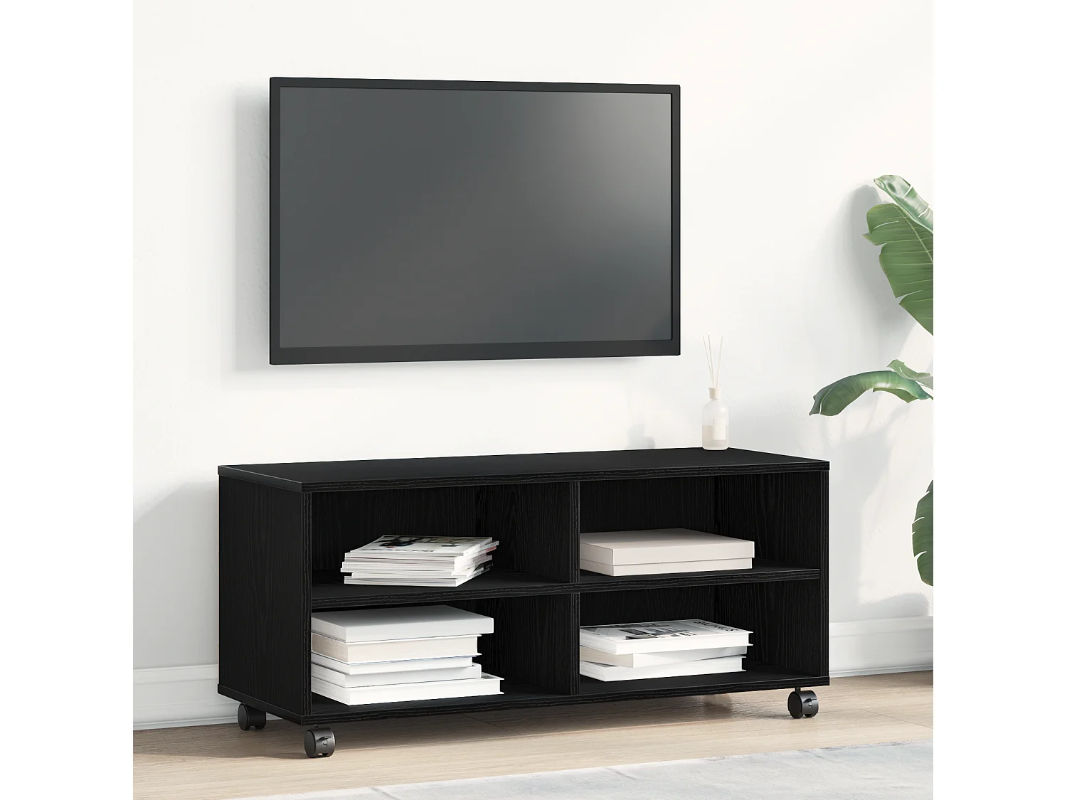 Gabinete de TV | Mueble de TV | Mueble de salón Negro 90 x 35 x 35 cm Madera contrachapada