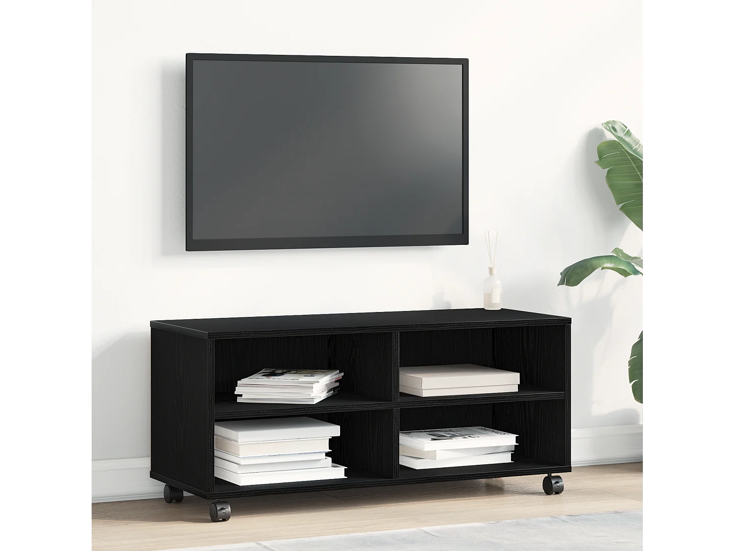 Gabinete de TV | Mueble de TV | Mueble de salón Negro 90 x 35 x 35 cm Madera contrachapada