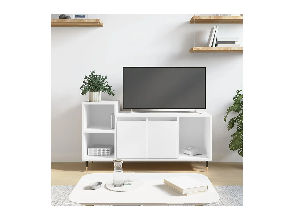 Mueble para TV  | Gabinete de TV |  Mueble de salón madera contrachapada blanco 100x35x55 cm