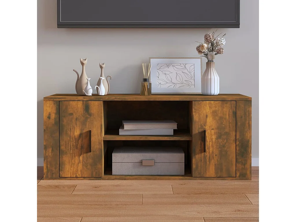 Mueble para TV  | Gabinete de TV |  Mueble de salón madera contrachapada roble ahumado 100x35x40 cm