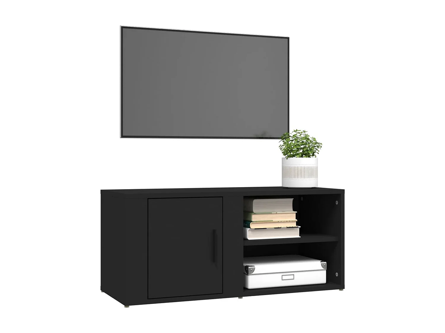 muebles para TV  | Gabinetes de TV |  Muebles de salón 2 uds madera contrachapada negro 80x31,5x36 cm