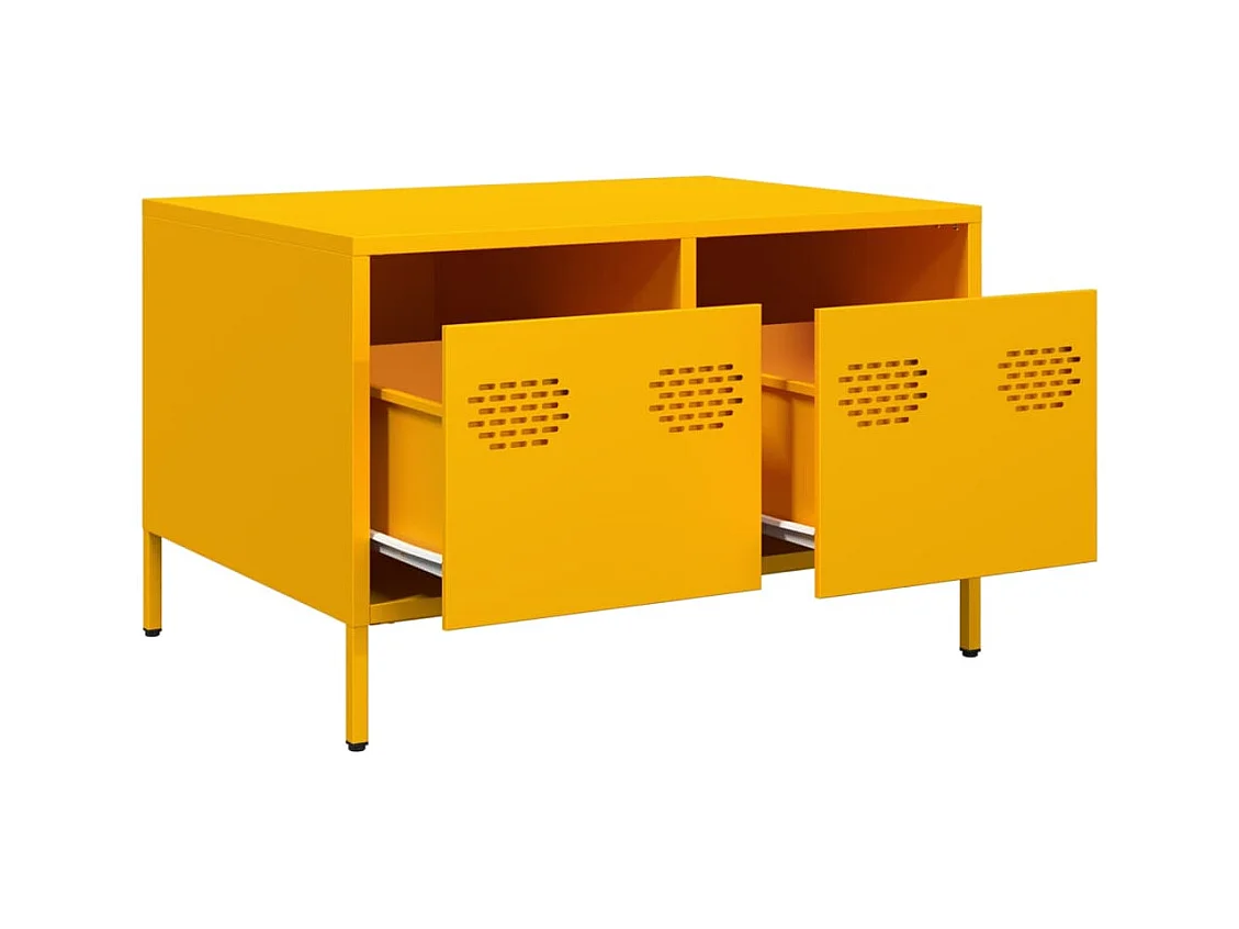Mueble TV | Gabinete de TV | Mueble de salón acero laminado en frío amarillo mostaza 68x50x43,5 cm