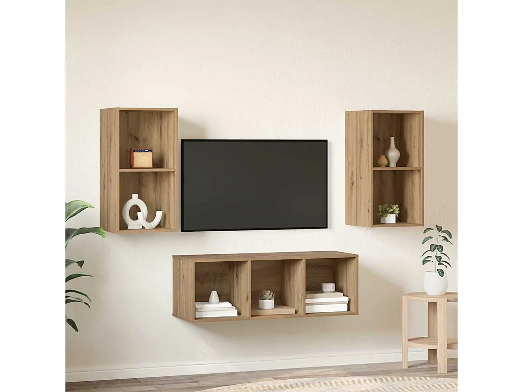 Ensemble de meubles TV | Bancs TV | Armoires TV 3 pcs chêne artisanal 37 x 37 x 107 cm