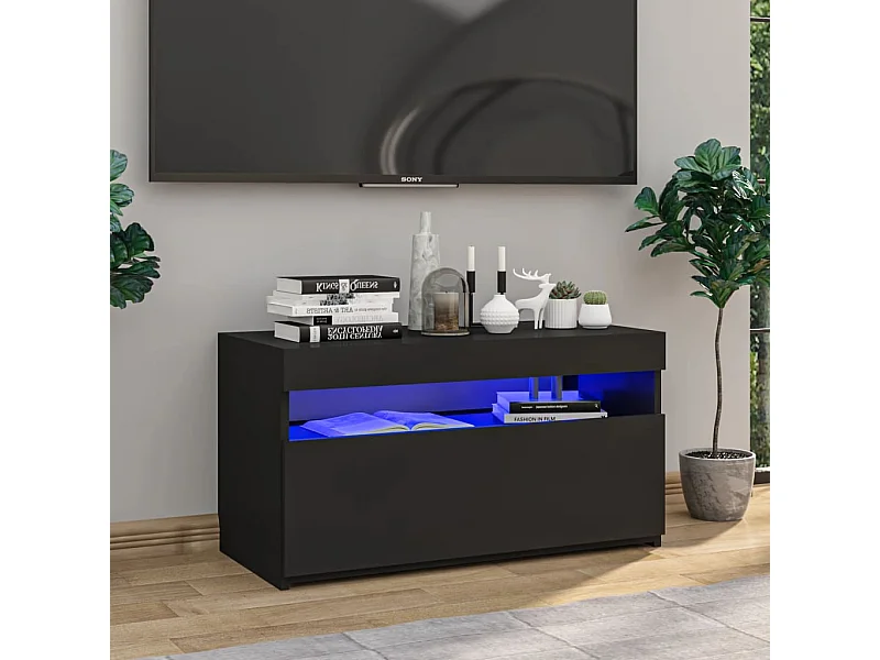 Meuble TV | Banc TV | Armoire TV avec lumières LED Noir 75x35x40 cm