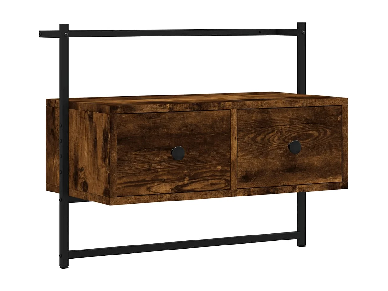 Meuble TV | Banc TV | Armoire TV mural chêne fumé 60,5x30x51 cm bois d'ingénierie