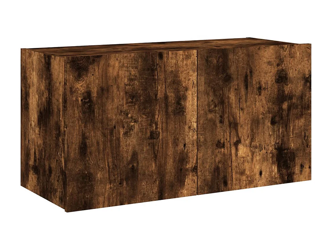 Mueble de TV | Mueble de salón de pared con luces LED roble ahumado 80x35x41 cm