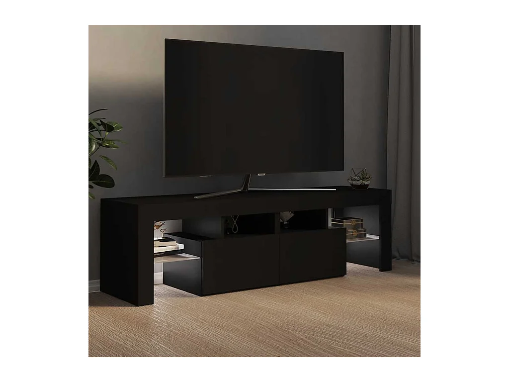 Mueble de TV | Mueble de salón con luces LED negro 140x36,5x40 cm