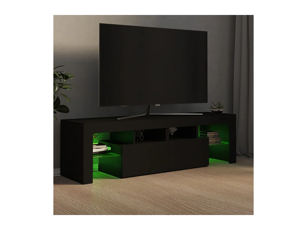 Mueble de TV | Mueble de salón con luces LED negro 140x36,5x40 cm