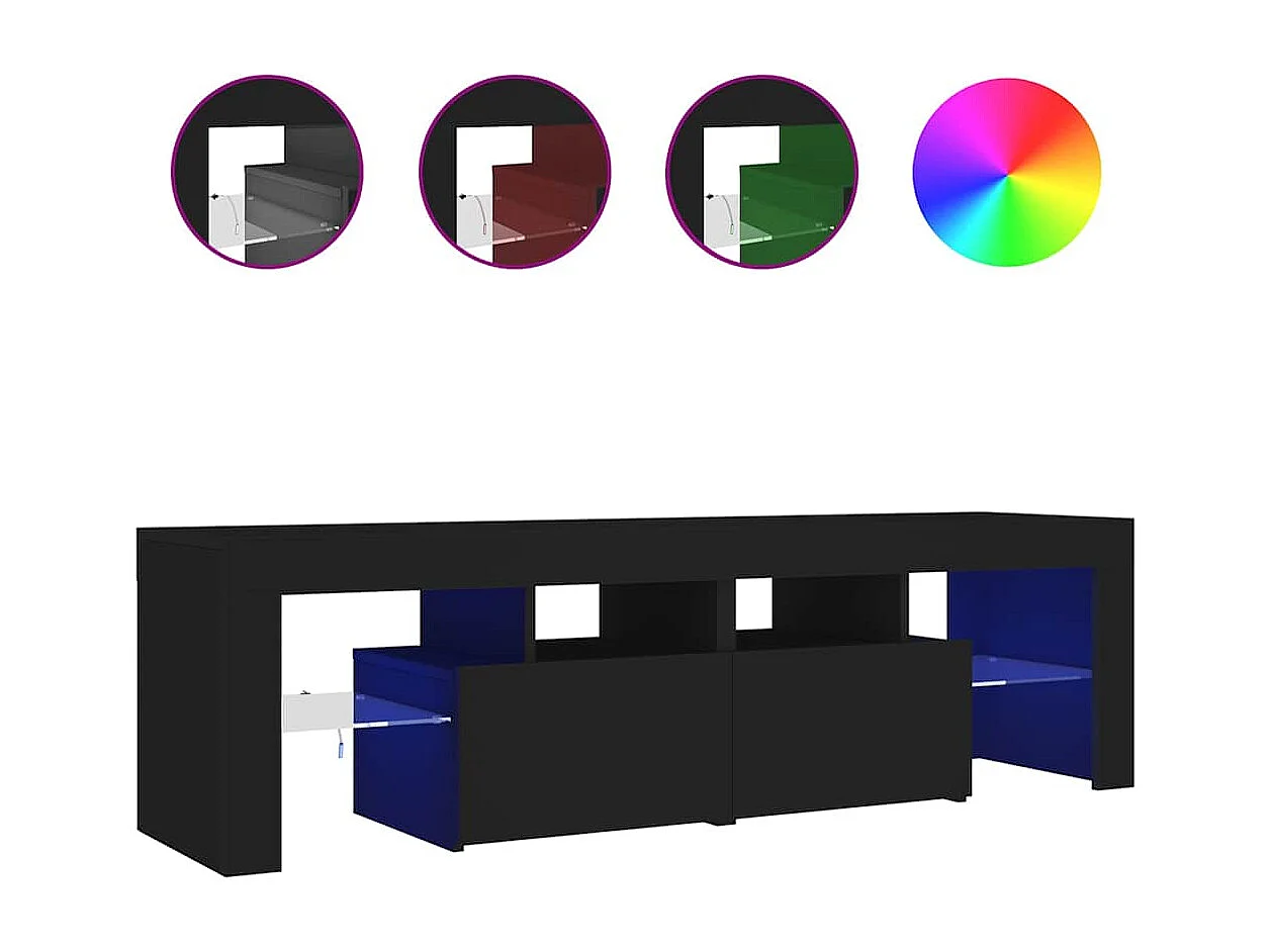 Mueble de TV | Mueble de salón con luces LED negro 140x36,5x40 cm