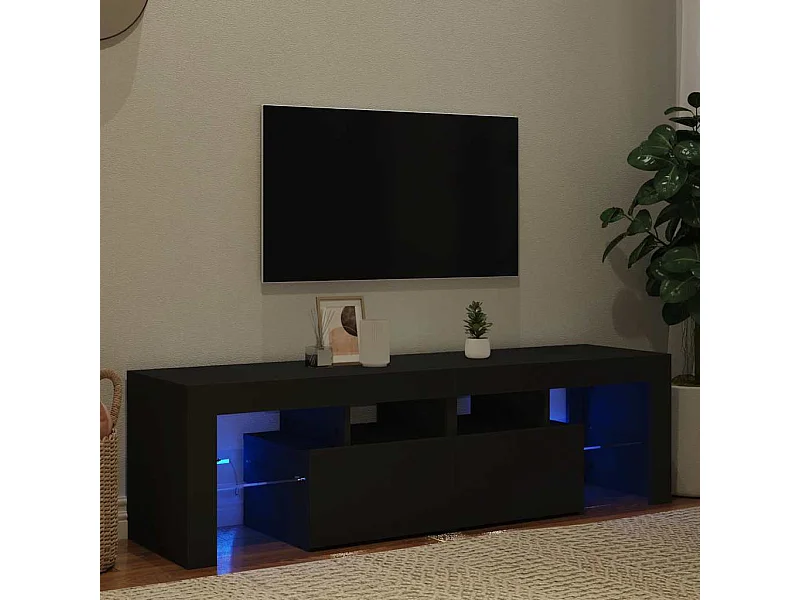 Mueble de TV | Mueble de salón con luces LED negro 140x36,5x40 cm