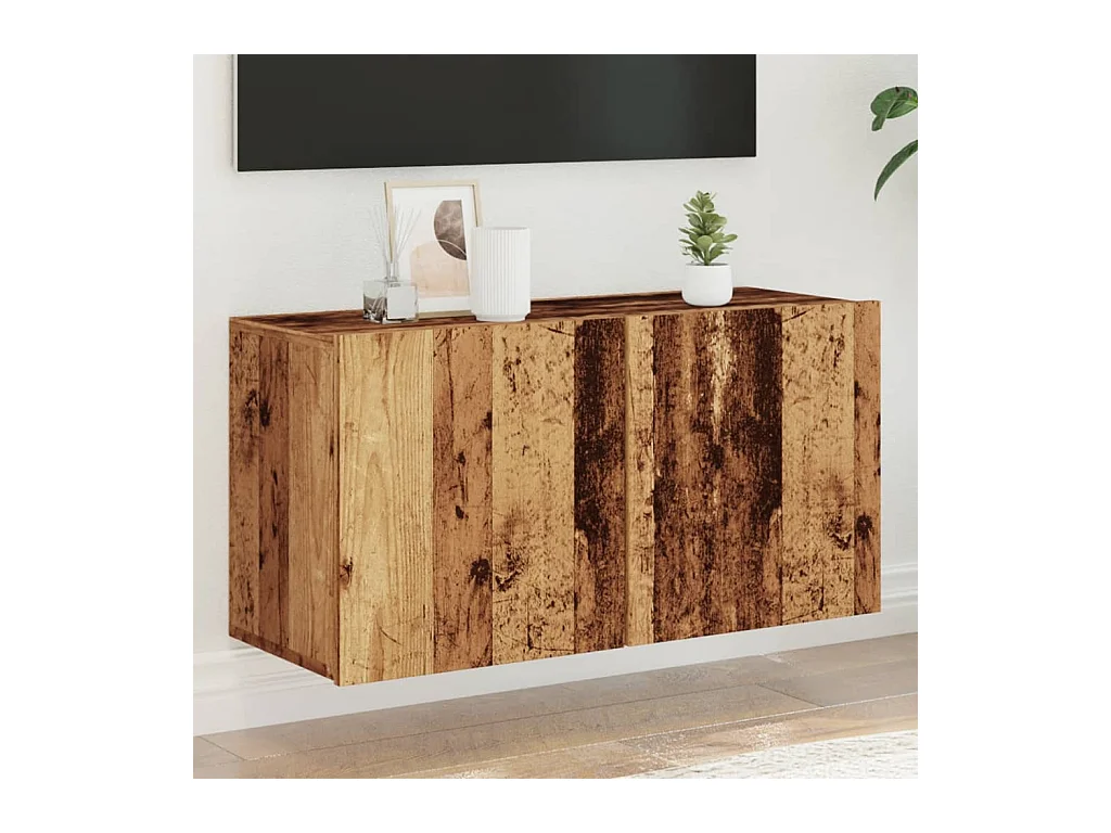 Mueble de TV | Mueble de salón de pared madera envejecida 80x30x41 cm