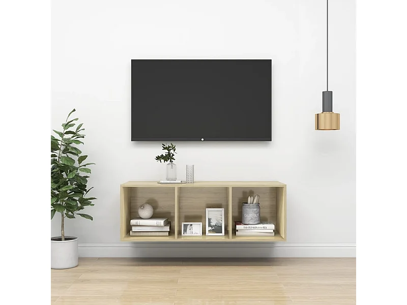 Mueble de pared para TV | Gabinete de TV | Mueble de salón madera contrachapada roble 37x37x72 cm