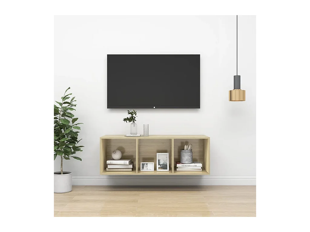 Mueble de pared para TV | Gabinete de TV | Mueble de salón madera contrachapada roble 37x37x72 cm