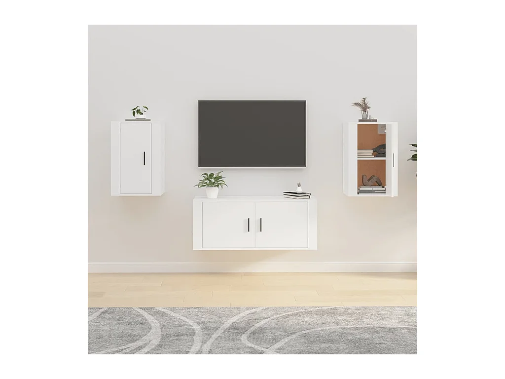 muebles para TV  | Gabinetes de TV |  Muebles de salón de pared 2 uds blanco 40x34,5x60 cm