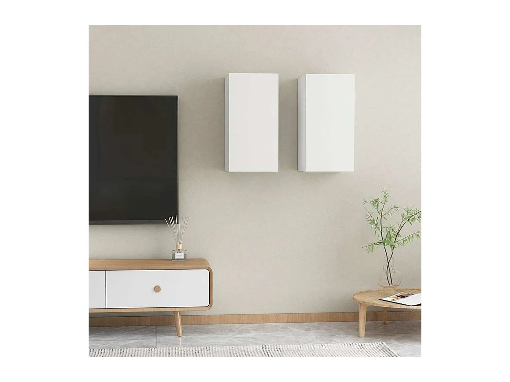 Meubles TV | Bancs TV | Armoires TV 2 pcs Blanc 30,5x30x60 cm Bois d’ingénierie