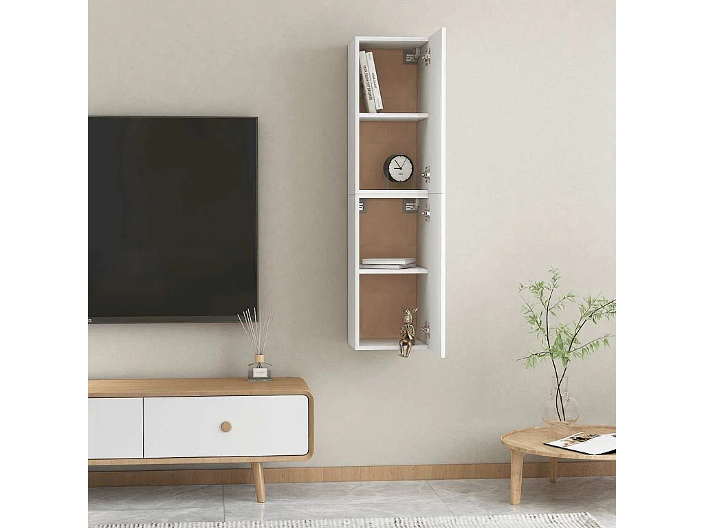 Meubles TV | Bancs TV | Armoires TV 2 pcs Blanc 30,5x30x60 cm Bois d’ingénierie