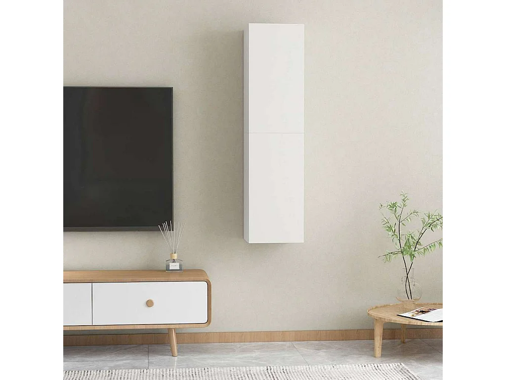 Meubles TV | Bancs TV | Armoires TV 2 pcs Blanc 30,5x30x60 cm Bois d’ingénierie