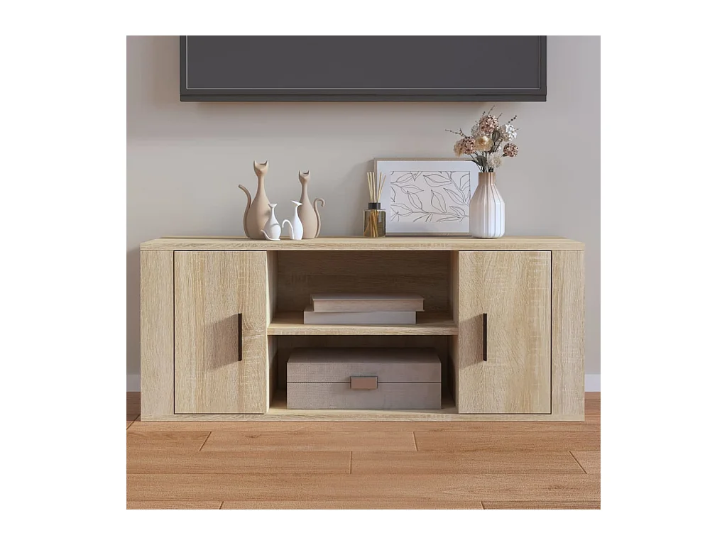 Tv-meubel | Tv-Bank | TV-kast100x35x40 cm bewerkt hout sonoma eikenkleurig